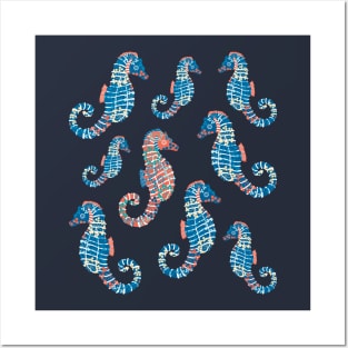 Seahorses Coral Pattern Posters and Art